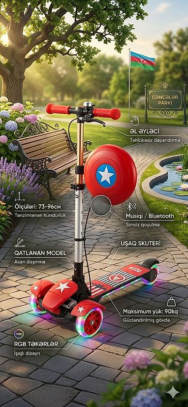 skater: Uşaq skateri – RGB işıqlı, 4 təkərli, qatlanan model Xüsusiyyətlər: - — 5