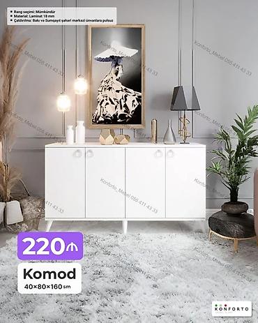 Ağ rəngli komod – minimal dizayn və funksionallıq. Ölçülər: - 40 × 80