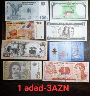 Əskinaslar: Qiymetleri şəkillərin üzərində göstərilib.Whatsapp vasitəsi ilə də — 9