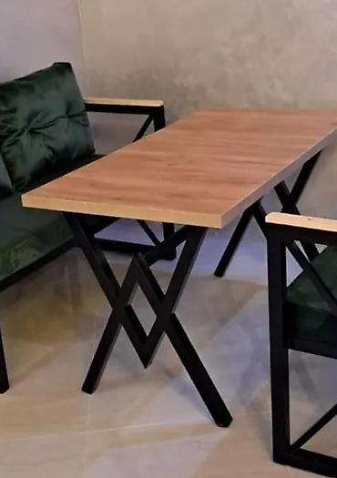 avanqard stol stul: Metall karkaslı masa və oturacaq dəsti - Dəst: 1 ədəd düzbucaqlı masa — 3