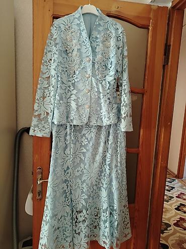 parca cantalar: Mavi krujeva qadın dəsti – pencək + ətək - Rəng: açıq mavi (pastel) - — 6