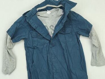 bluzka fitness długi rękaw: Koszula 5-6 lat, stan - Dobry, wzór - Jednolity kolor, kolor - Niebieski