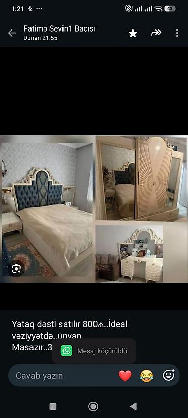 Yataq dəsti satılır 800₼. İdeal vəziyyətdə. ünvan lalafo.az -da Yataq dəsti satılır 800₼. İdeal vəziyyətdə. ünvan