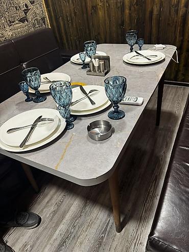 kafe stul: Mətbəx/Yemək Masası – 6 nəfərlik - Forma: düzbucaqlı, yumru künclərlə — 1