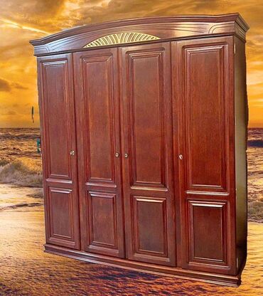 мебель двери: Шкаф 4 двери "Валентино", Румыния, массив дуба, цвет вишня. Размер