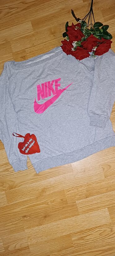 Dukserice: Nike, M (EU 38), Sa ilustracijom, bоја - Siva