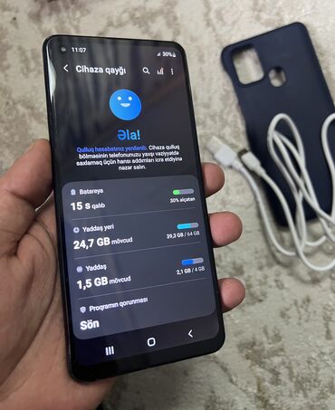 Samsung: Samsung Galaxy A21S, 64 GB, rəng - Qara, Barmaq izi — 6