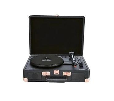 Zvučnici i stereo sistemi: Prenosni gramofon u koferu - Retro dizajn u stilu kofera, crna — 2