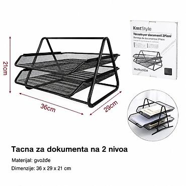 KMT Crni dvostruki fioka korpa 3283316 Dvospratna metalna polica za