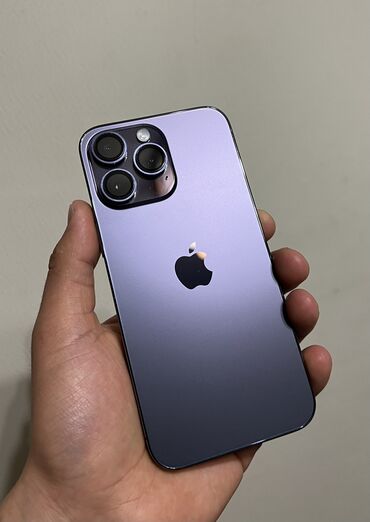 Apple iPhone: IPhone 14 Pro Max, Б/у, 128 ГБ, Deep Purple, Защитное стекло, Чехол, Кабель, 87 %