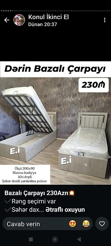 Dərin bazalı tək nəfərlik çarpayı - Ölçü: 200x90 - Qaldırılan lalafo.az -da Dərin bazalı tək nəfərlik çarpayı - Ölçü: 200x90 - Qaldırılan