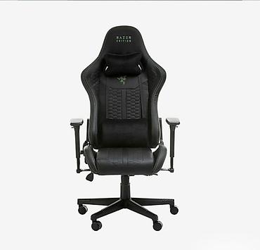 Игровые кресла: Игровое кресло, Новый, С колесиками, цвет - Черный, Кожа — 6