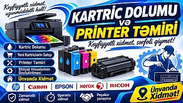 turbo katriç: Katric dolumu və printer təmiri Bütün növ printerlərin katric dolumu — 10