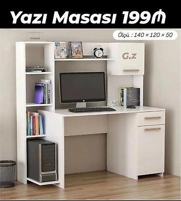 ofis masa: Yazı masası – 199₼ Ölçü: 140 × 120 × 50 sm - Ağ rəngdə — 1