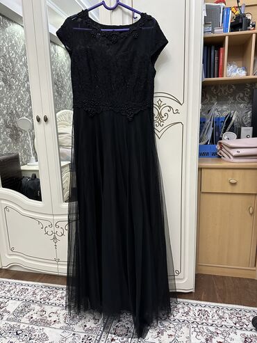 платье с кружевным верхом: Вечернее платье, А-силуэт, Длинная модель, Без рукавов, L (EU 40)