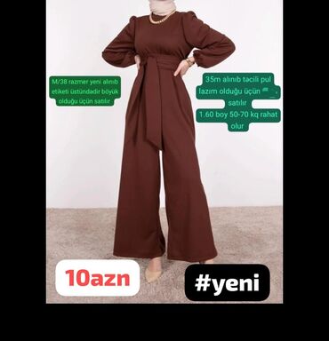Cinslər: Tulum,hicab,bol kəsim,yeni,bej rəng,al-üst takım Tulum yenidir