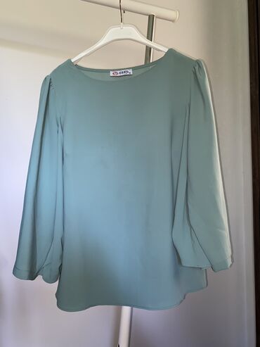 heklane bluze od svilenog konca: L (EU 40), Polyester, Single-colored, color - Turquoise