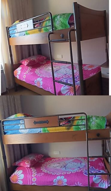 İkimərtəbəli uşaq çarpayıları: Oğlan və qız üçün, İşlənmiş, Çarpayı, Matras ilə, Siyirməsiz