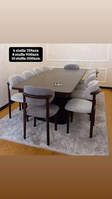 coffee stullari: Yemək otağı üçün dəst – masa və stullar - Düzbucaqlı, geniş yemək — 1