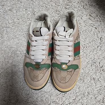 кеды: Кроссовки, 37.5, 38, Gucci, Б/у, цвет - Бежевый, Самовывоз, Бесплатная доставка, Платная доставка — 2