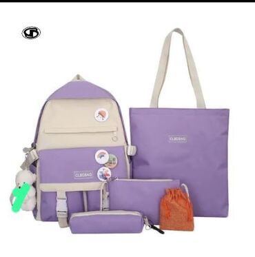 Rukzaklar: Dördlü və beşli çantalar dəsti. Dəstə bir ədəd rəngli və rəngli — 8