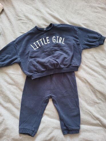 Ходунки: Uşaq geyim dəsti – 9-12 ay - Rəng: tünd göy - Üst: “LITTLE GIRL”