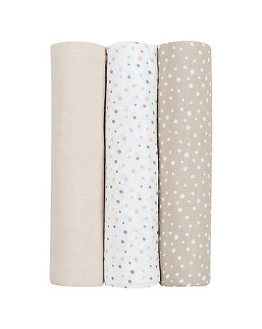 katrin kombinezoni: KikkaBoo Pelene od muslina – set 3 kom, 100 x 100 cm, Dots Beige Šifra — 1