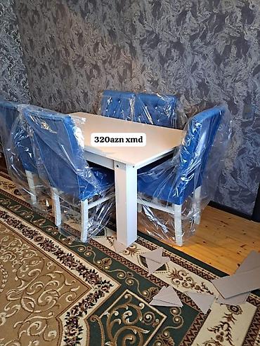 televizor alti divarda: Yemək otağı üçün masa-stul dəsti - Komplekt: 1 masa + 6 stul - Rəng — 2