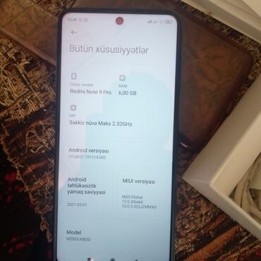 xiomi pad 5: Redmi Note 9 Pro, 128 GB, rəng - Göy, Zəmanət, Barmaq izi, İki sim kartlı