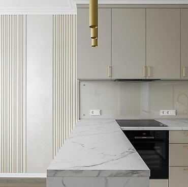 silver kitchen: Кухонный гарнитур в современном минималистичном стиле, планировка — 3