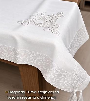 trampoline za decu: ✨️Elegantni Turski stoljnjaci sa vezom i resama u dimenziji 160x220 - — 4