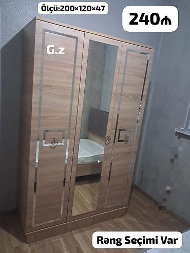 Мебель для дома: Üç qapılı paltar şkafı – güzgülü model - Ölçü: 200 × 120 × 47 sm — 1