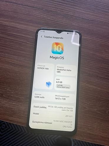 honor macig 6 pro: Honor X6b, 256 GB, rəng - Qara, Barmaq izi, Face ID — 1