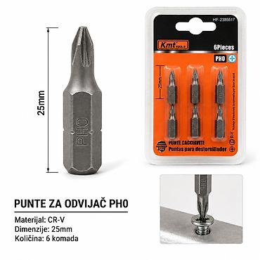 KMT Set bitova od 6 komada 2385517 Set bitova PH0 za odvijač, idealan