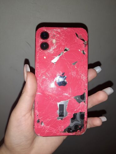 işlənmiş telfon: IPhone 12, 64 GB, Qırmızı, Qırıq