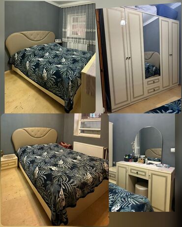 Двуспальная кровать, Шкаф, Трюмо, 2 тумбы, Б/у