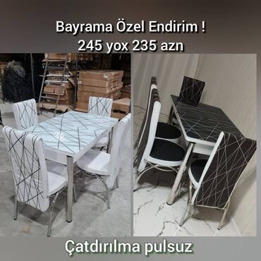 ikinci el kuxna stolu: Mətbəx üçün, Yeni, Açılan, Kvadrat masa, 4 stul, Türkiyə