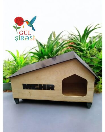 Yuvalar: Taxta pişik evi – “Burada yerim rahatdır” yazılı - Material — 25