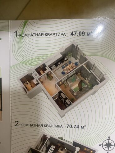 купить квартиру в рассрочку без первоначального взноса: 1 комната, 49 м², Элитка, 2 этаж, ПСО (под самоотделку)