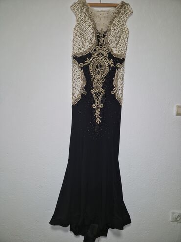 krojevi haljina za punije dame: L (EU 40), bоја - Crna, Večernji, maturski, Kratkih rukava