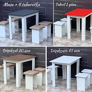 60 70 masa: Masa + 4 taburetka dəsti - Yeni və sifarişlə hazırlanır - Rəng seçimi — 1