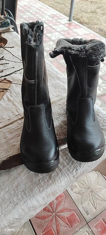 Botinkalar: Qış üçün isti iş çəkmələri - Material: qalın, möhkəm qara dəriyə — 3