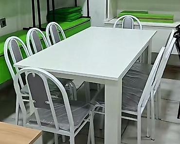 Sifarişlə restoran üçün masa və oturacaq dəstləri: Stullar ilə, Düz masa — 8