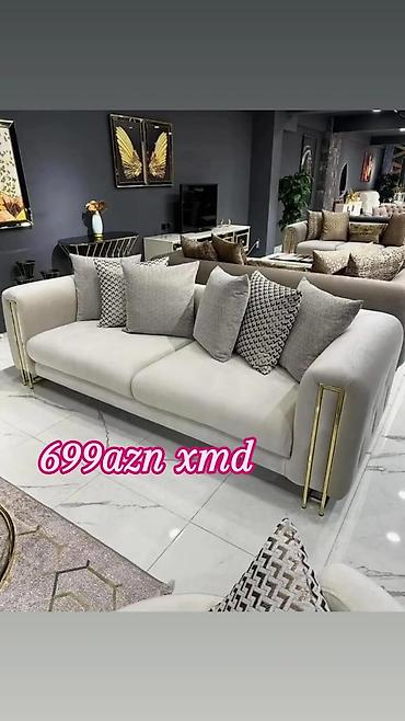 divan xırdalan: Müasir dizaynlı üçnəfərlik divan - Rəng: açıq krem/boz ton - — 1