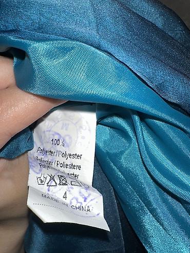 yves saint: Vintage Yves Calin embellished mesh maxi dress in deep ocean blue — 8