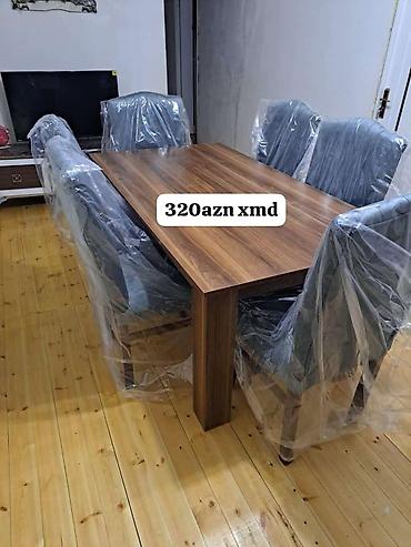 taxt ucun baza: Masa və 6 stuldan ibarət yemək dəsti - Komplekt: 1 yemək masası + 6 — 10