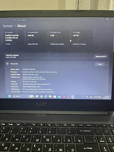 zero 30 5g: İşlənmiş Acer Aspire, 15.6 ", Intel Core i3, 1 TB — 4