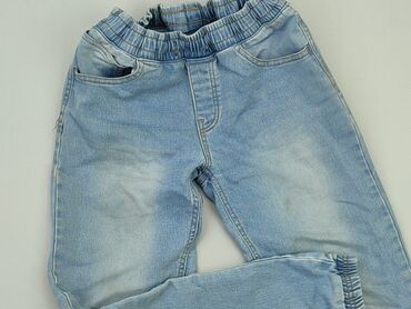 czarno niebieskie jeansy: Spodnie jeansowe, 11 lat, 140/146, stan - Zadowalający