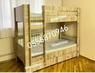 İkimərtəbəli uşaq çarpayıları: Oğlan və qız üçün, Yeni, Çarpayı, Matras ilə, Siyirməli, Laminat — 8