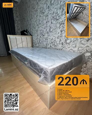 Ev və bağ: Məhsul: Bazalı tək çarpayı (Kod: 12014) - Ölçü: 90 × 200 sm - — 1